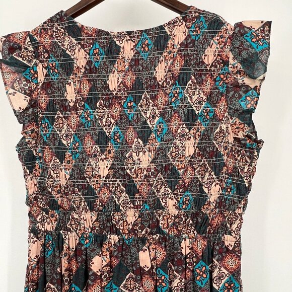 Anthropologie The Peregrine Midi Dress Size L Smocked Ruffle Cotton Tiered - Picture 5 of 14